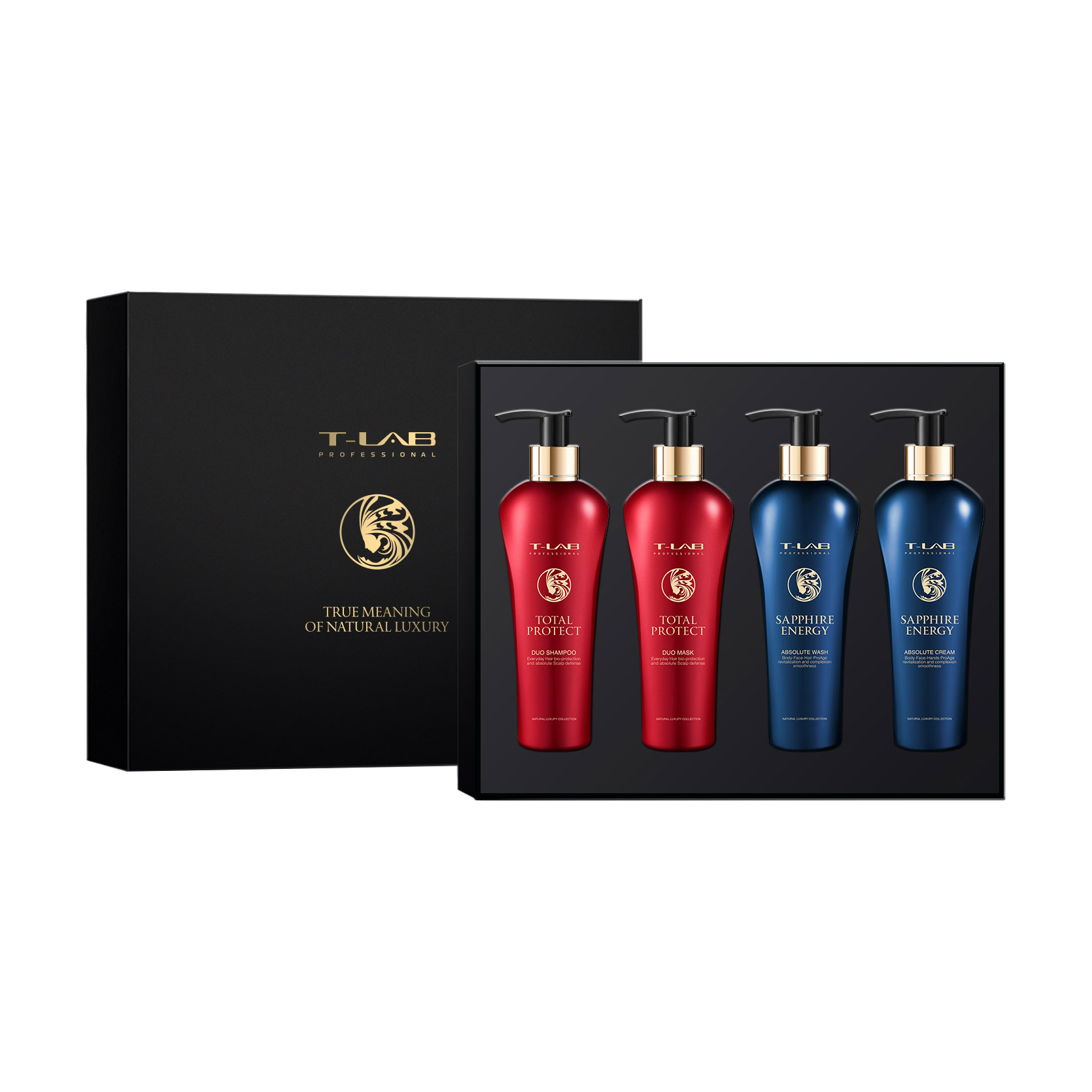 Набір для волосся та тіла T-LAB Professional Sapphire Energy + Total Protect, 4 предмети